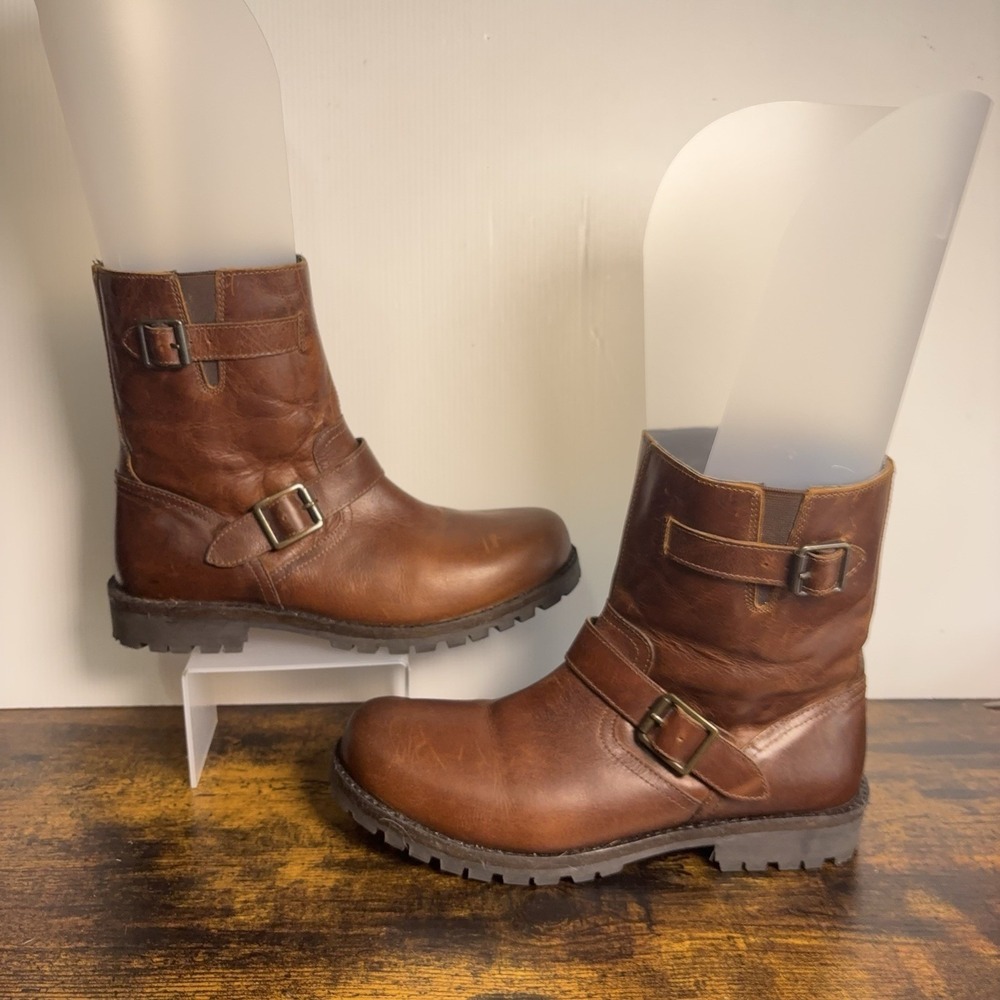 Four Brothers Chelsea Boots Mens Sz 8‎ Brown Fairview Leather Side Zip Buckle